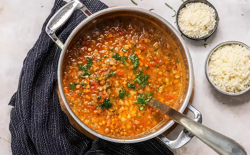 Warm up with our hearty Italian Lentil Soup recipe. A comforting blend of lentils, vegetables, and savory herbs, perfect for a cozy meal on chilly days.