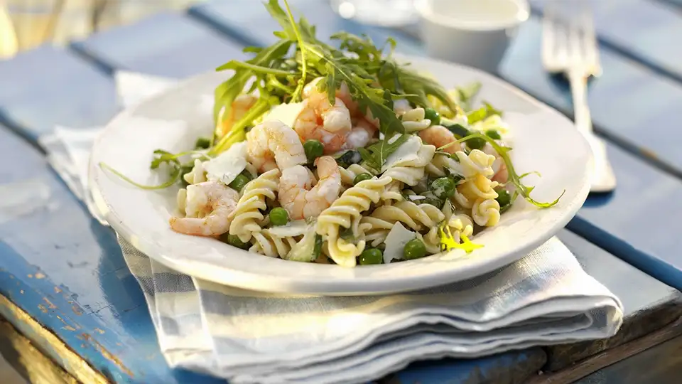 Enjoy the fresh flavors of summer with our Summer Shrimp Arugula Pasta Salad recipe. A vibrant dish featuring succulent shrimp, peppery arugula, and refreshing pasta, perfect for warm-weather gatherings.